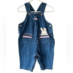 Vintage Carters Kids Bunny Denim Overalls 6-9m